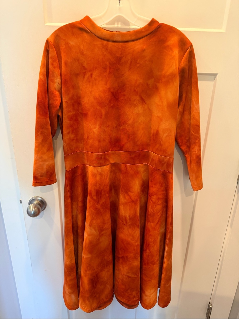 NWT Sexy Diva 2X Rust Orange Scuba Skater Dress Plus Size Long Sleeve